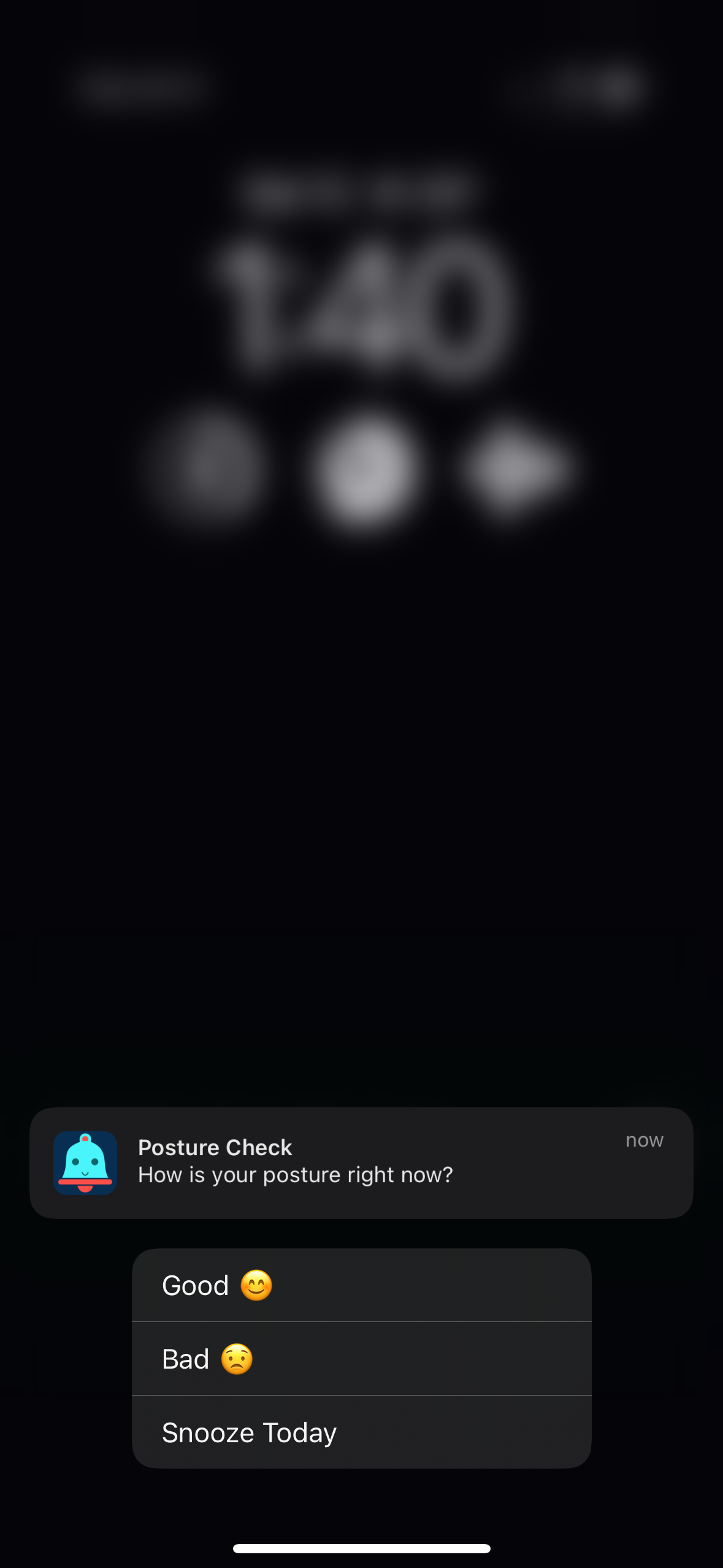 Posture Prompt reminder notification