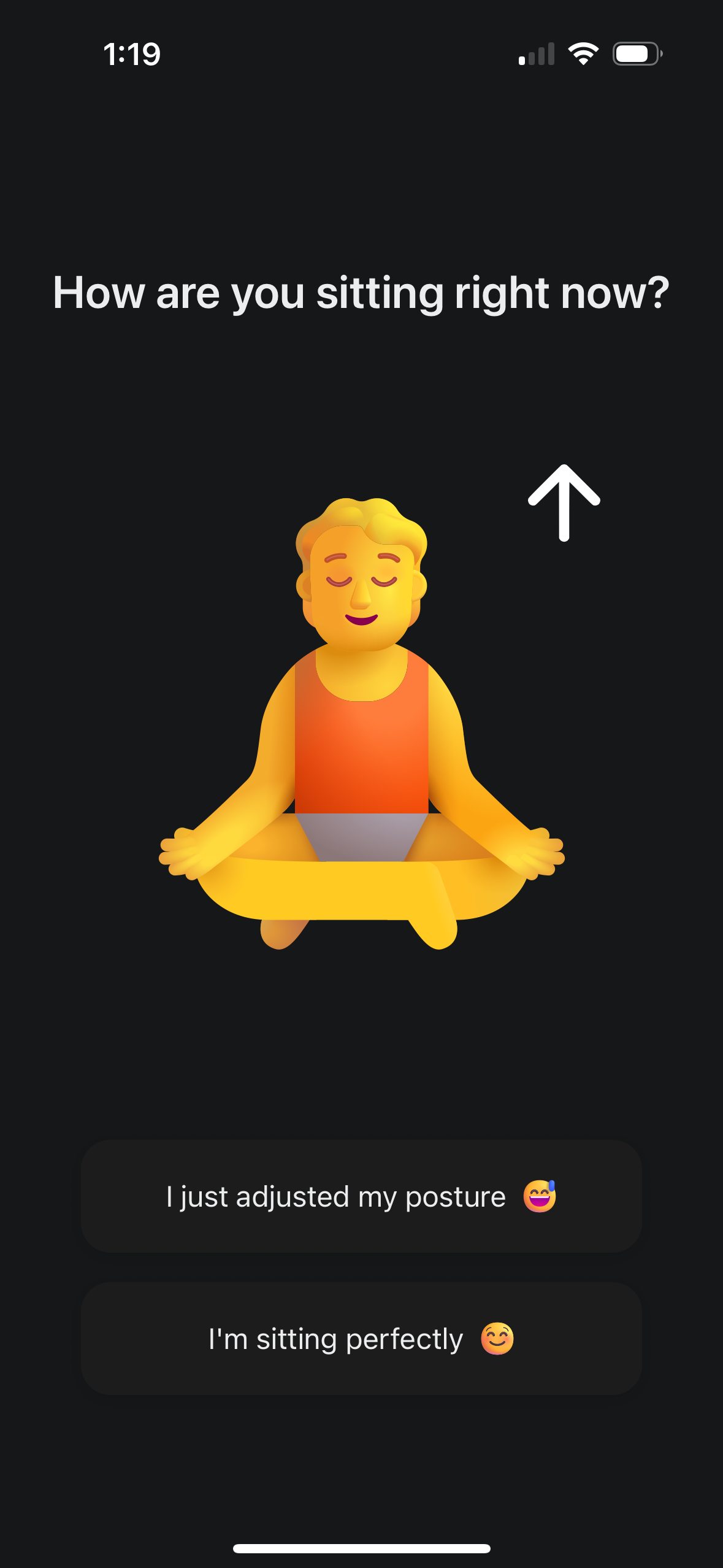 Posture Prompt check-in screen